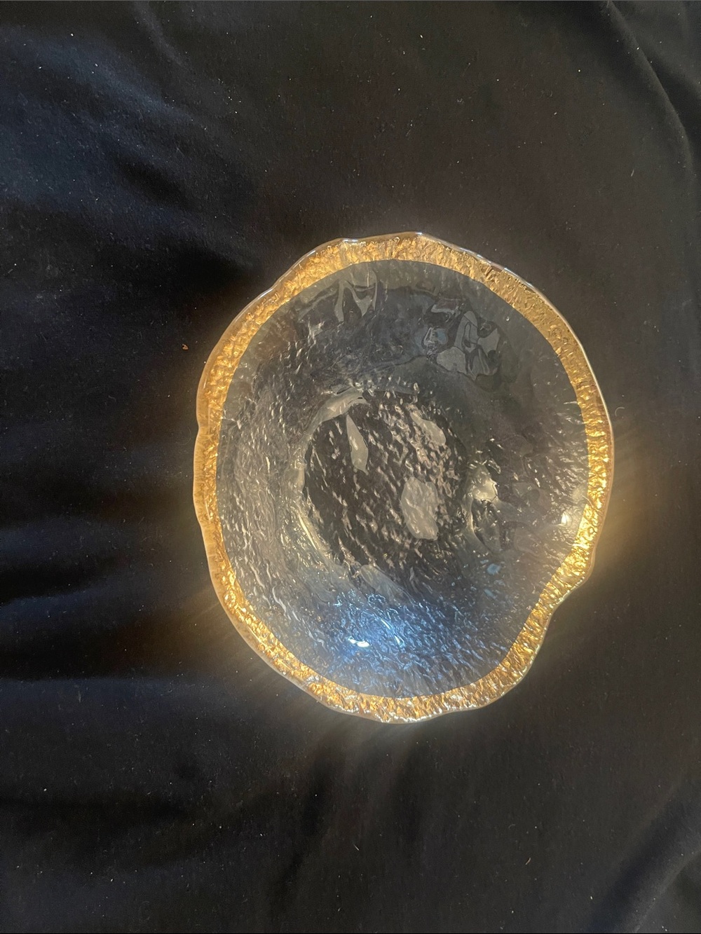 Clear Glass Decorative Bowl with Gold Rim - Elegant Accent